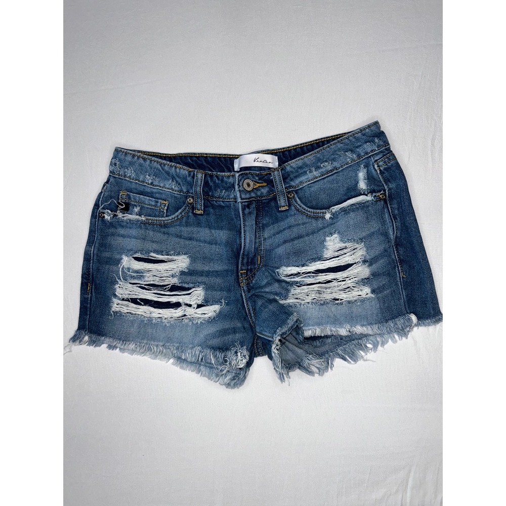 Kancan Distressed Denim Shorts Frayed Hem Juniors‎ Size 5/26 Blue